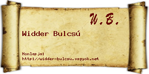 Widder Bulcsú névjegykártya
